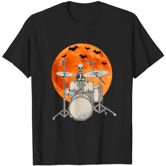 Discover Skeleton Playing Drum Drummer Funny Halloween C T-shirt