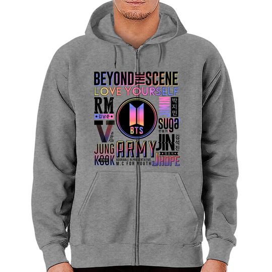 Discover BTS FONT COLLAGE 2 - Bts - Zip Hoodies