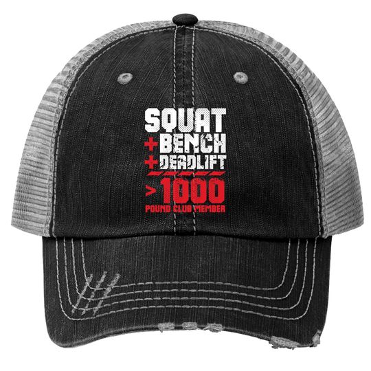 Discover Funny Powerlifting Cool 1000 Pound Club Gift For M Trucker Hats