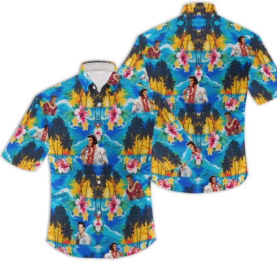 Discover Elvis Presley King Of Rock And Roll Tropical Hawaiian Shirt