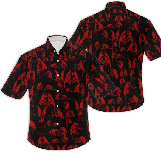 Discover Red Demon Pattern Men's Hawaiian Shirt