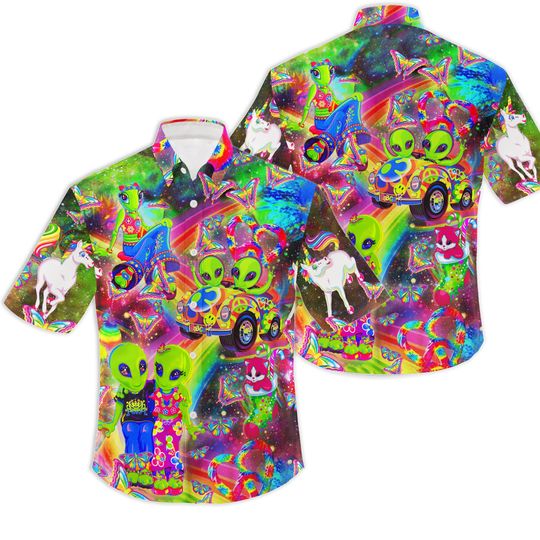 Discover Alien Couple And Unicorn Aloha Perfect Hawaiian Shirt
