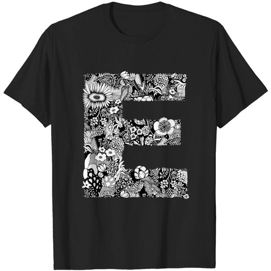 Discover Floral Letter E - Letter E - T-Shirt