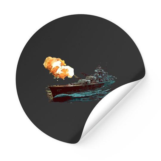 Discover WW2 Battleship Destroyer in Action Stickers