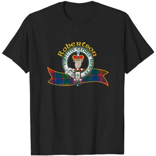 Discover Robertson Clan Tartan Crest Motto T-shirt