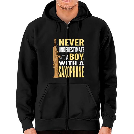 Discover Instrument Saxophone Boys Jazz Music Saxophonist Zip Hoodies
