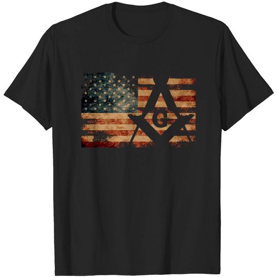 Discover Vintage Us Mason Flag Square Compass Masonic Shrin T-shirt