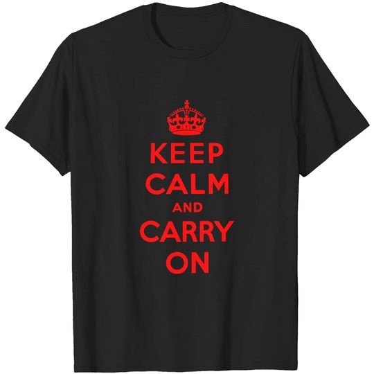 Discover Keep Calm and Carry On (red) T-shirt