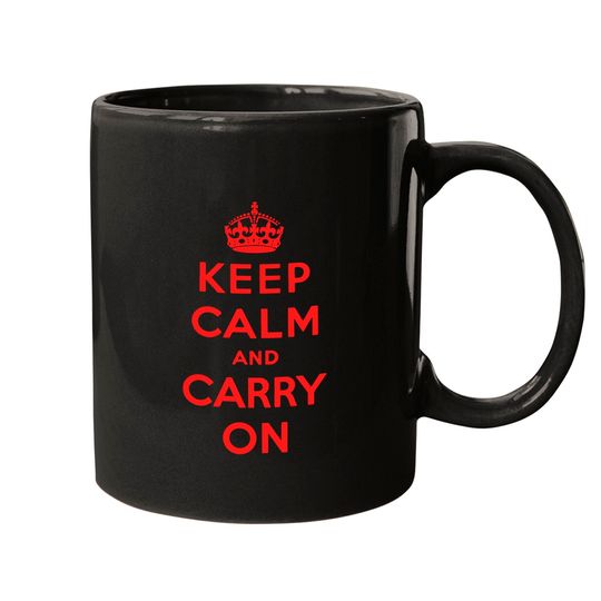 Discover Keep Calm and Carry On (red) Mugs