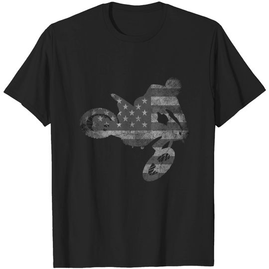 Discover Dirt Bike American Flag T-Shirt | Motocross Enduro Shirt