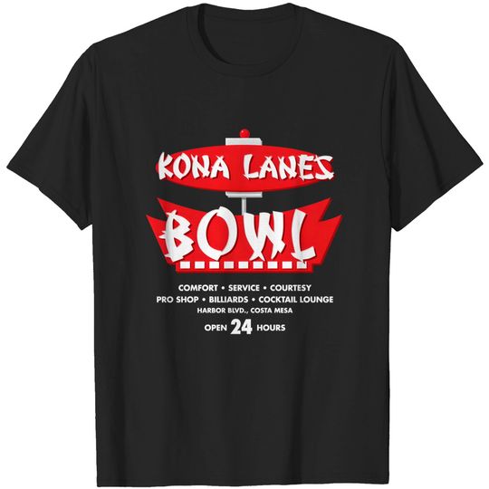 Discover KONA LANES BOWLING ALLEY T-SHIRT - Defunct Bowling Center in Costa Mesa, California - Kona Lanes Bowl - T-Shirt