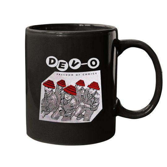Discover Devo Band PREMIUM Mug, Devo Freedom and Choice Mugs