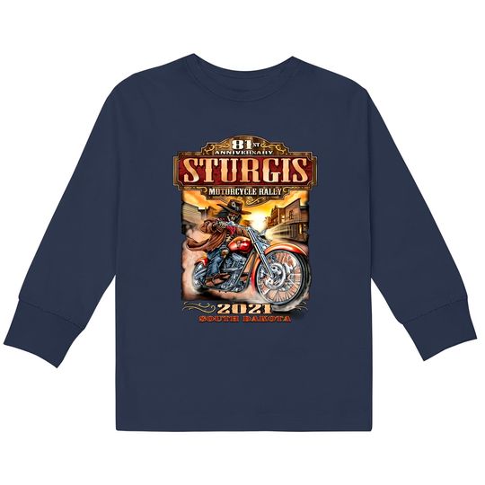 Discover 2021 Sturgis Motorcycle Rally 81st Anniversary Wild Bill Kids Long Sleeve T-Shirts