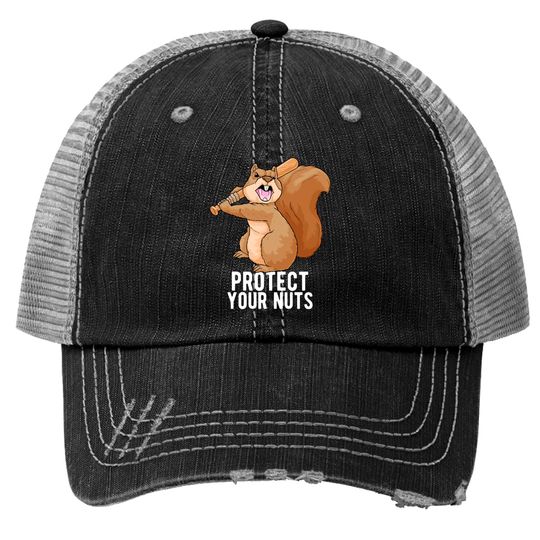 Discover Angry Squirrel protect Your Nuts Animal Pun Funny Trucker Hats