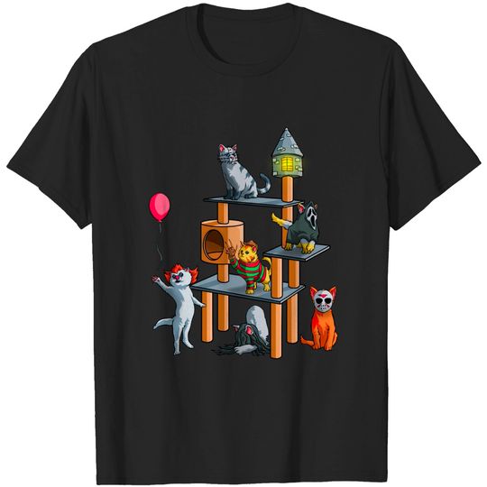 Discover Funny Cat Horror Movies Cute Halloween for Cat Kit T-shirt