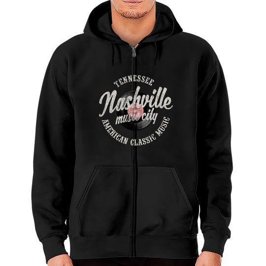 Discover Nashville Music City Vinyl Vintage Zip Hoodies