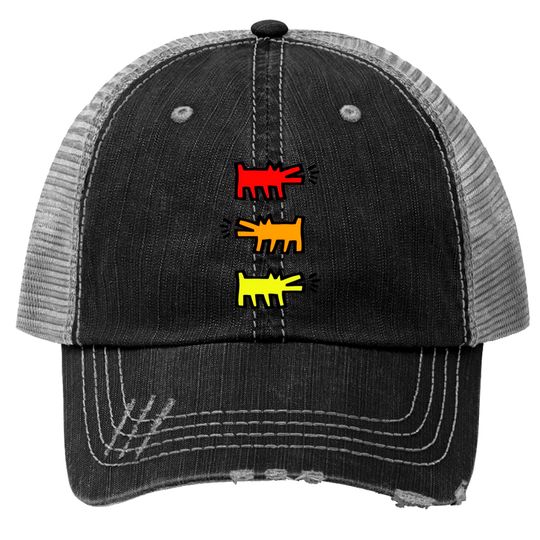 Discover Keith Haring Dog Merch Trucker Hats