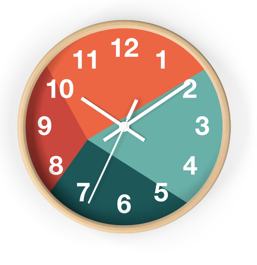 Discover Orange and teal wall clock. Geometric clock. Teal clock, orange clock