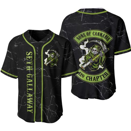 Discover Green Son Of Anarchy Grim Reaper Custom Baseball Jersey