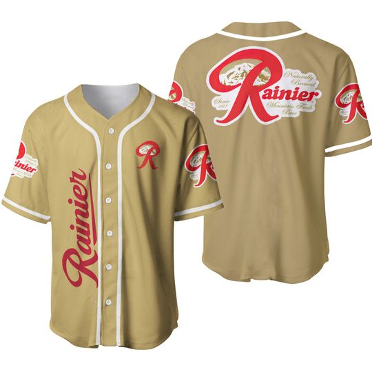 Discover Light Brown Rainier Beer Baseball Jersey
