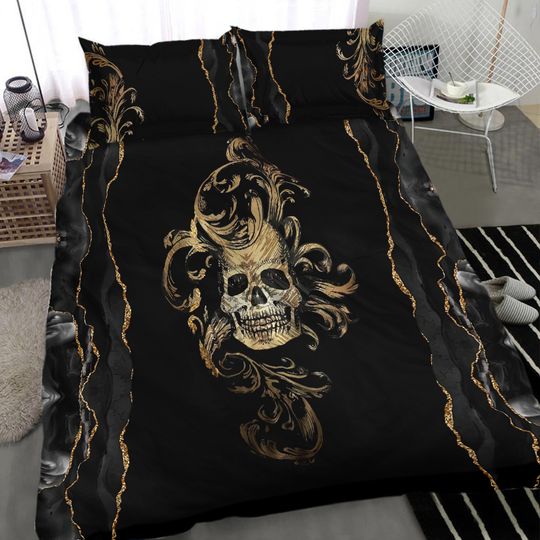 Discover Skull Gothic Bedding Set - Personalized Gothic Bed Covers