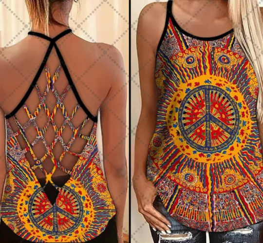 Discover Colorful Pattern Art Criss Cross Tanktop