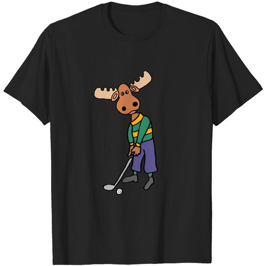 Discover Funny Moose Golfer Sports Cartoon - Golf - T-Shirt