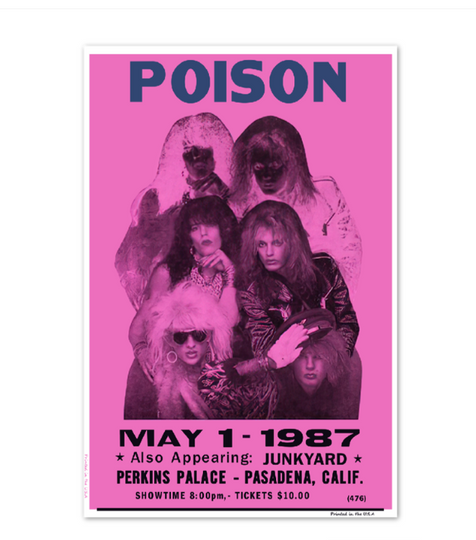 Discover Vintage Poison Band Concert Poster 1987 Pasadena, CA Premium Matte Vertical Posters