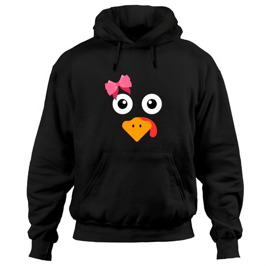 Discover Turkey Face Girl & Pink Bow Running Pilgrim Trot Pullover Hoodie