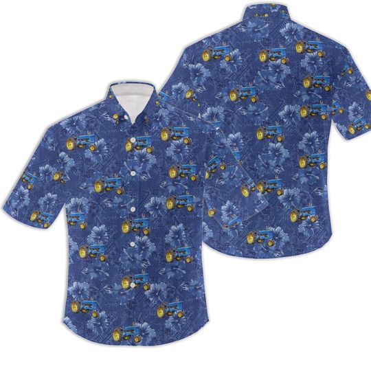 Discover Blue Hibiscus Hawaiian Shirt - Blue Tractor Design