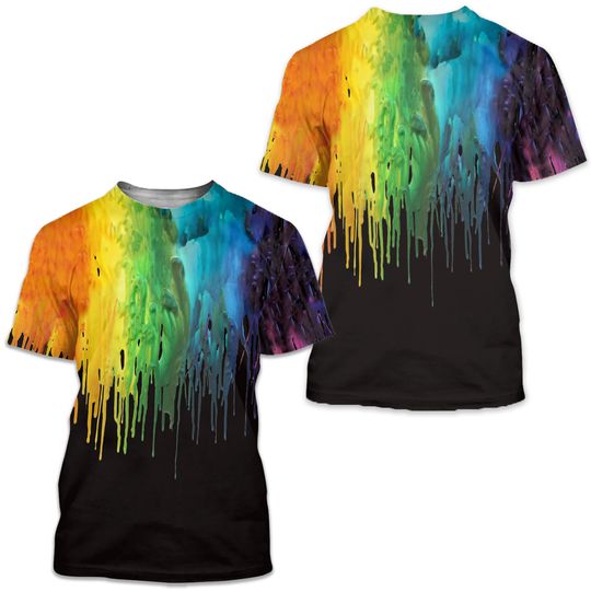 Discover T-shirt 3D Graphic Prints Rainbow Short Sleeve Casual Tops Cartoon