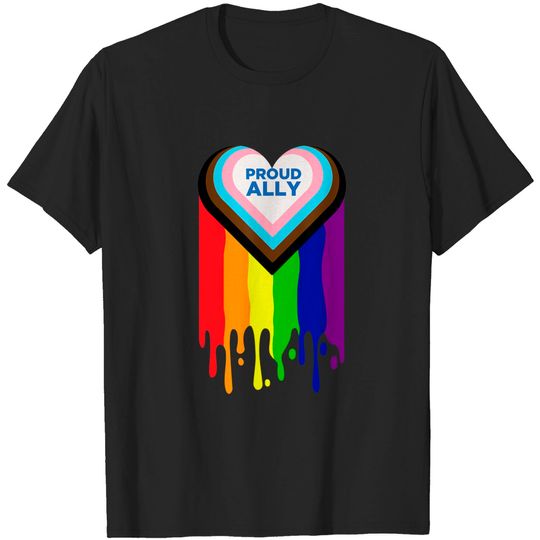 Discover Lgbtq Ally Flag T-Shirt Proud Ally LGBTQ Progress Pride Flag Rainbow Love Dripping