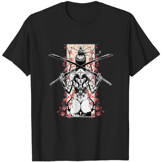 Discover Japanese Samurai Girl and Vintage Sakura Cherry Blossom Gift T-Shirt