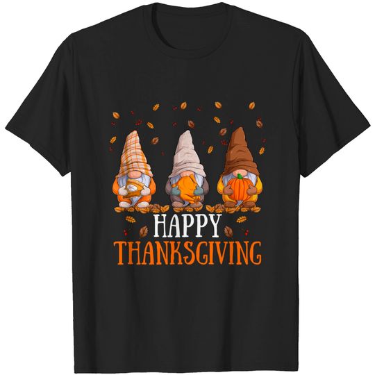 Discover Three Gnomes Happy Thanksgiving Autumn Fall Pumpkin Spice - Thanksgiving - T-Shirt