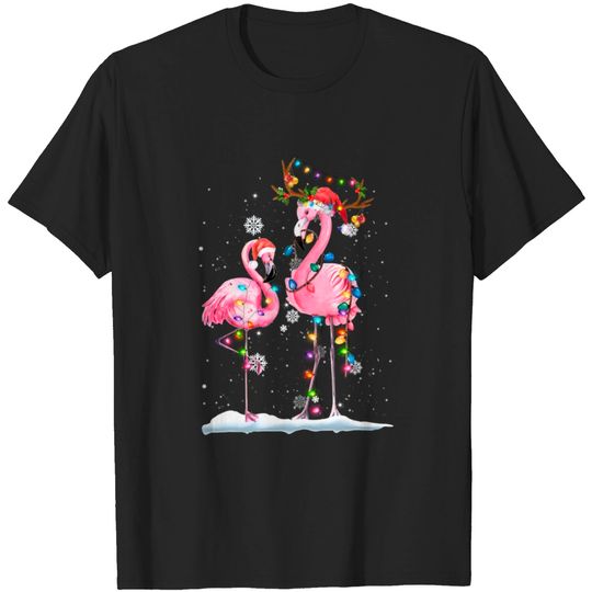 Discover Christmas Flamingo Santa Hat Shirt