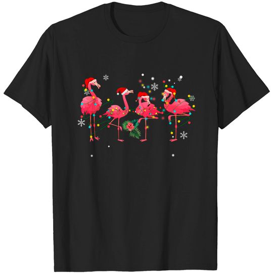 Discover Pink Flamingo Christmas T-Shirt