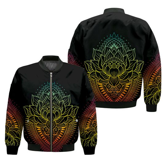 Discover Lotus Mandala Vintage Bomber Jacket