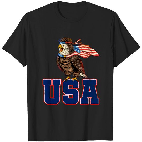 Discover Bald Eagle American Flag USA Flag T-Shirt