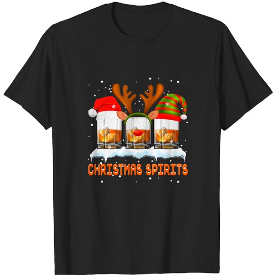 Discover Christmas Spirits Bourbon Scotch Whiskey Xmas T-Shirt