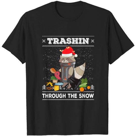 Discover Trashin Through The Snow Raccoon Santa Claus Trash Panda T-Shirt