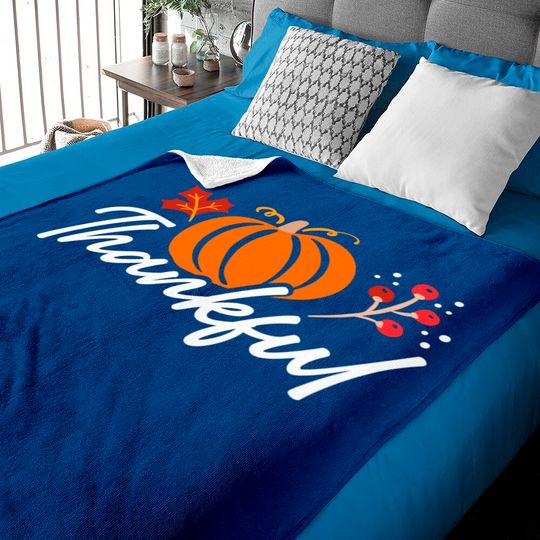 Discover Thankful Pumpkin Art Autumn Thanksgiving Baby Blankets