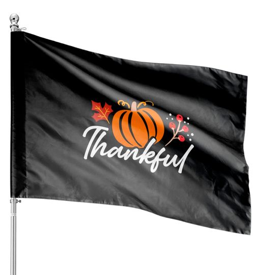 Discover Thankful Pumpkin Art Autumn Thanksgiving House Flags