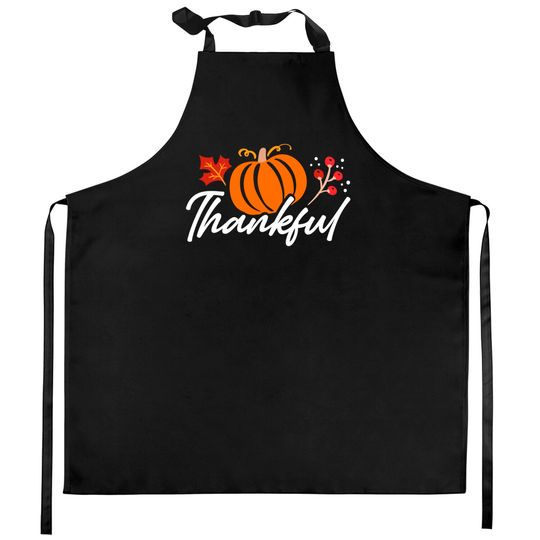 Discover Thankful Pumpkin Art Autumn Thanksgiving Kitchen Aprons