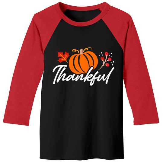 Discover Thankful Pumpkin Art Autumn Thanksgiving Baseball Tees