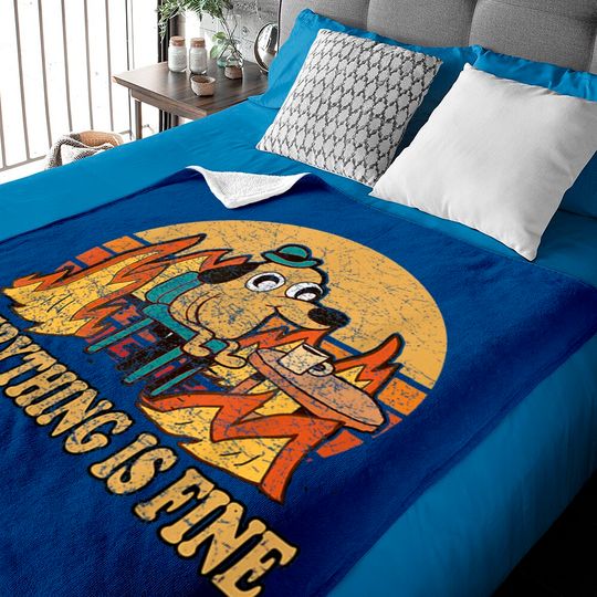Discover Everything Is Fine Dog Drinking Coffee Burning Meme Baby Blankets