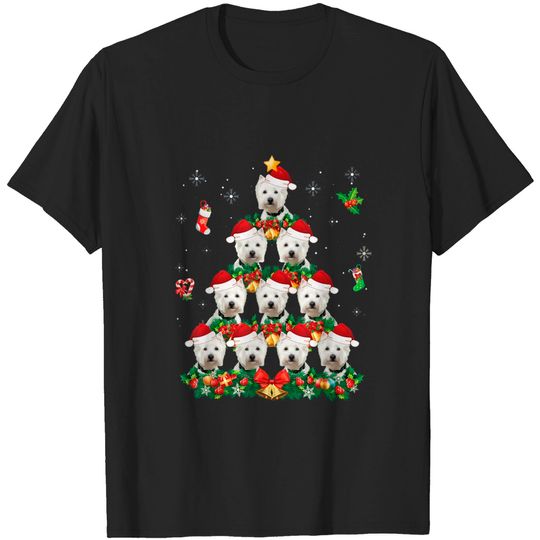 Discover Merry Christmas West Highland White Terrier Dog Santa Tree T-Shirt
