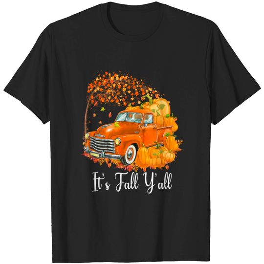 Discover It's Fall Y'all Pumpkin Truck Autumn Design T-Shirt