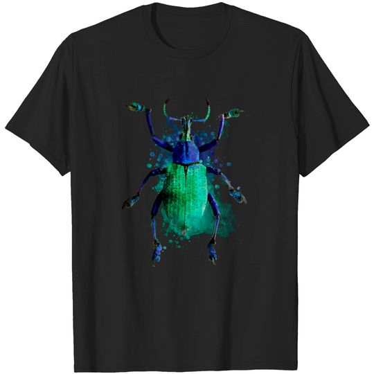 Discover Dramabite Watercolor beetle green purple turquoise insect painting - Beetle - T-Shirt