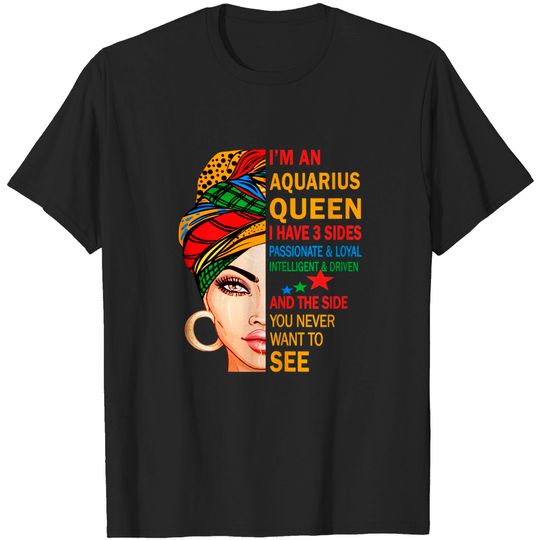 Discover Womens Aquarius Queen I Have 3 Sides T Shirt