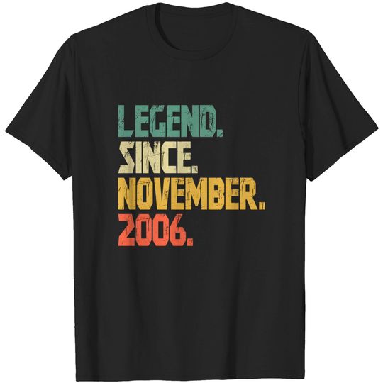Discover 14 year old Gift Shirt Boys Girls Legend Since November 2006 T-Shirt
